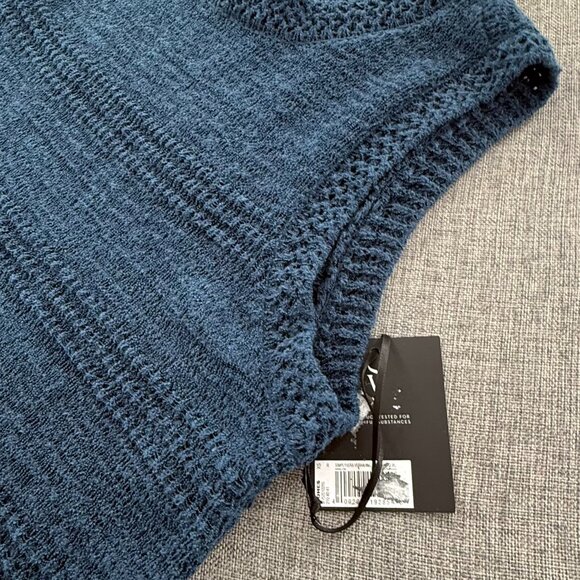 NEW! Simply Vera Wang Crochet Sweater Tank Top Sleeveless XS Round Neck Blue - Picture 10 of 13